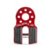 winch shackle with red powder-coating, shown from front, standing up on white studio background